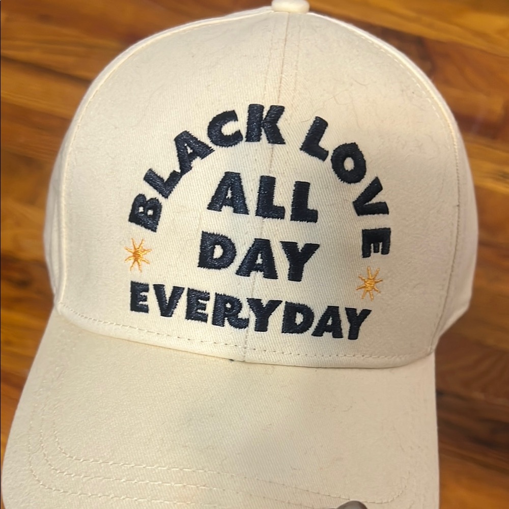 Cream Cap with Black Embroidery